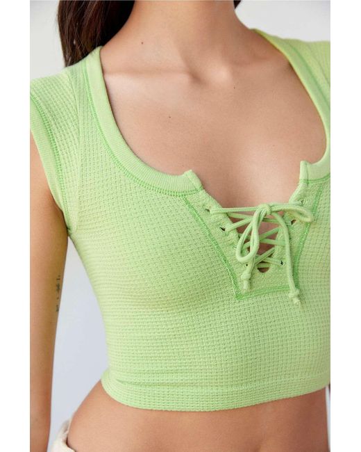 Out From Under Green Knockout Seamless Lace-up T-shirt