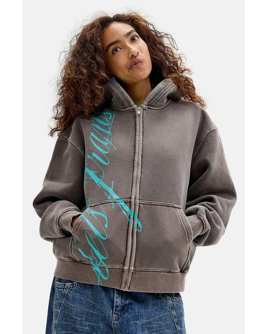 iets frans Gray Italic Zip-though Hoodie
