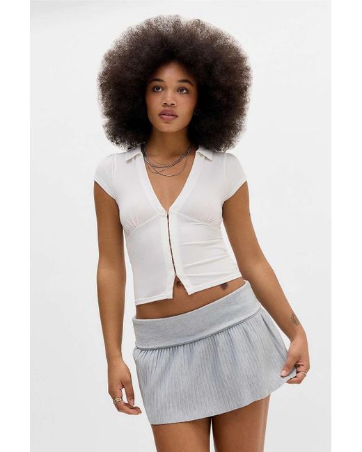 Urban Outfitters White Uo Foldover Pleat Skort