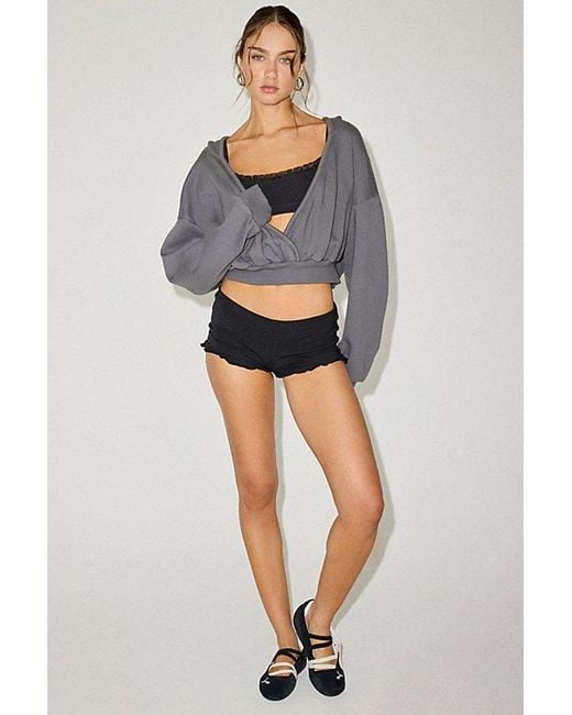 Out From Under Black Bec Ruffle Micro Shorts
