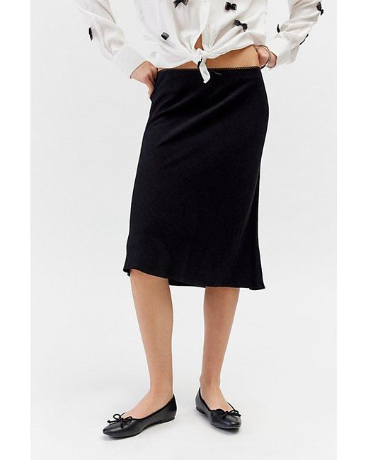 Urban Renewal Black Remnants Knee Length Heavy Linen Skirt