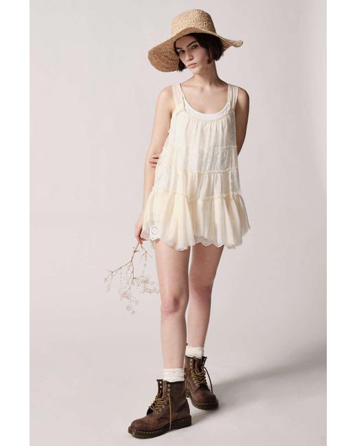 Urban Outfitters White Uo Jillian Lace Babydoll Mini Dress
