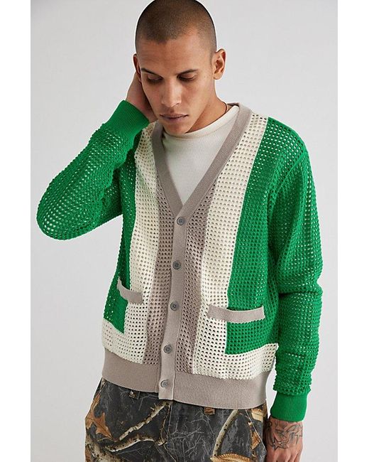 Obey Green Anderson '60S Cardigan for men