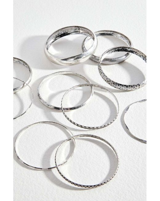 Urban Outfitters White Uo Chunky Mix Bangle Pack