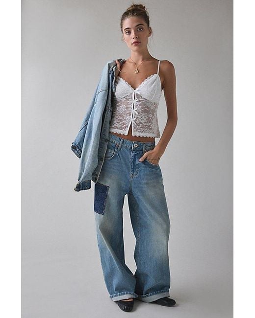Kimchi Blue White Mae Sheer Lace Split-Front Bow Detail Cami