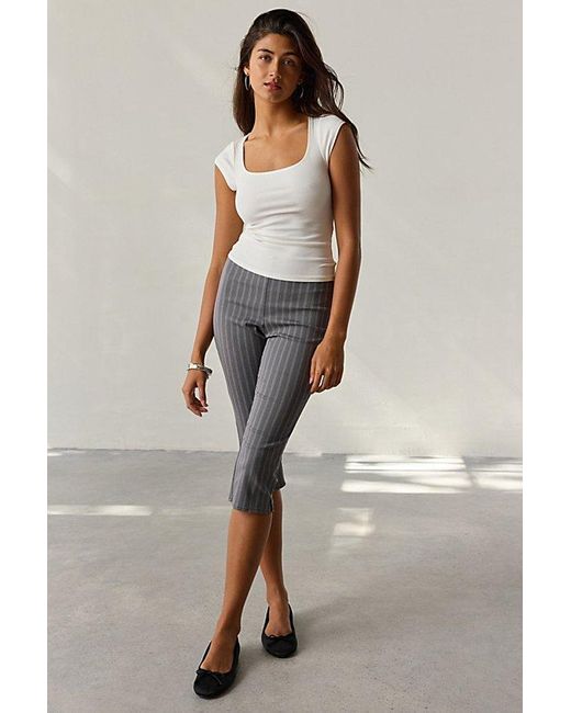 BDG White Drew Cap Sleeve Square Neck Cropped Tee Top