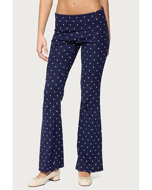 Edikted Blue Daliya Polka Dot Fold Over Pants