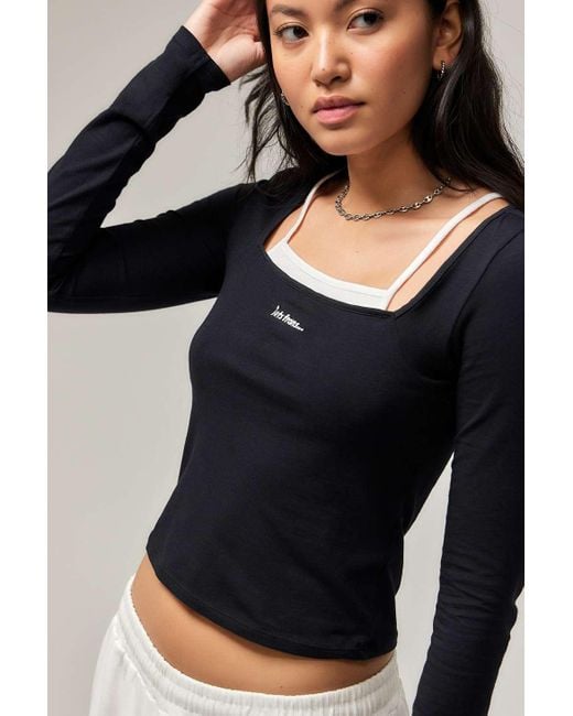iets frans Black Double Layer Long Sleeve Top