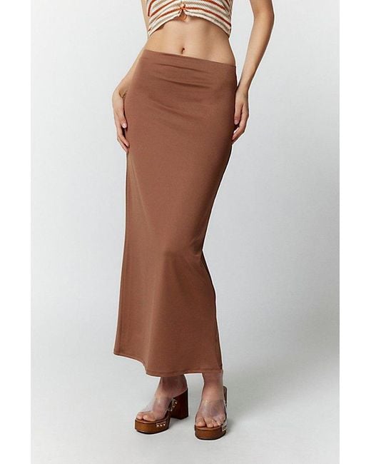 Urban Outfitters Brown Uo Dominique Minimal Maxi Skirt