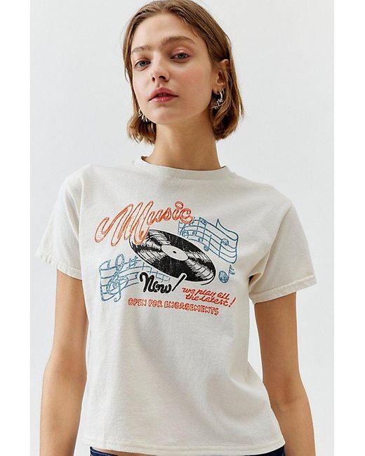 Urban Outfitters Gray New Music Record Baby Tee