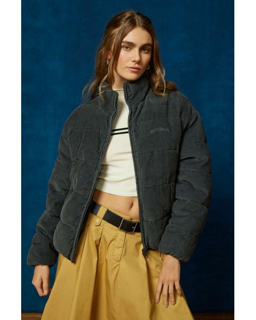 BDG Blue Donna Corduroy Puffer Jacket In Black,at Urban Outfitters