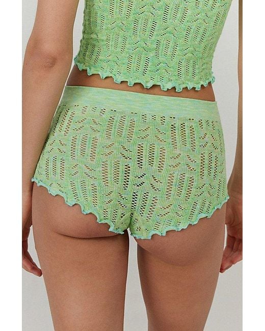 Out From Under Green Hello Sunshine Seamless Marled Knit Boyshort