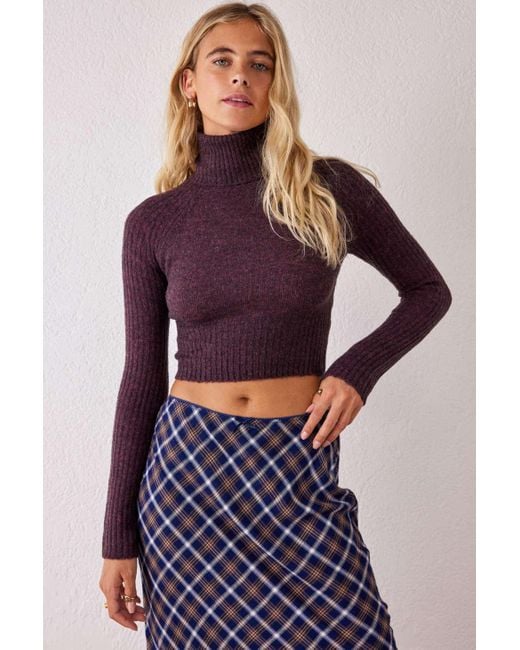 Urban Outfitters Purple Uo Easy Roll Neck Knit Top