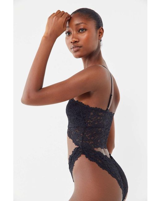 Out From Under Contrast Lace Floral Bodysuit