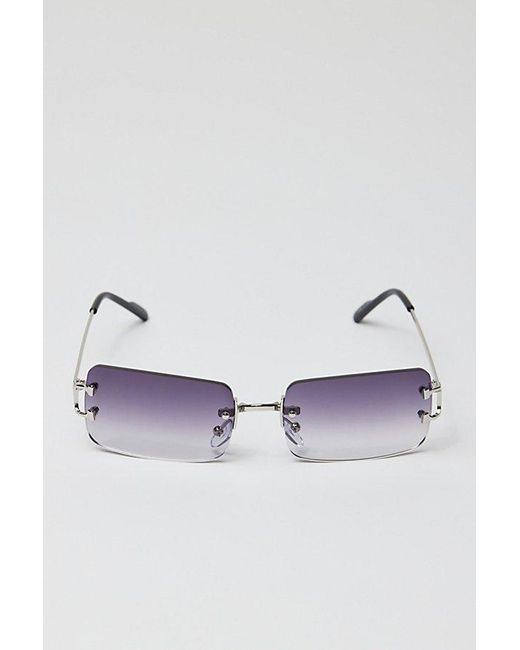 Urban Outfitters Metallic Berkeley Rimless Rectangle Sunglasses for men