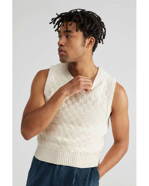 Urban Outfitters White Uo Editor Knit Vest Jacket for men