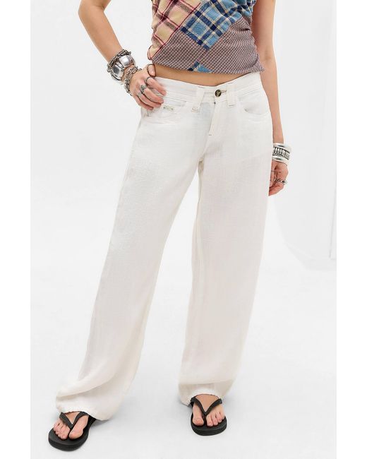 BDG White Kayla Linen Trousers