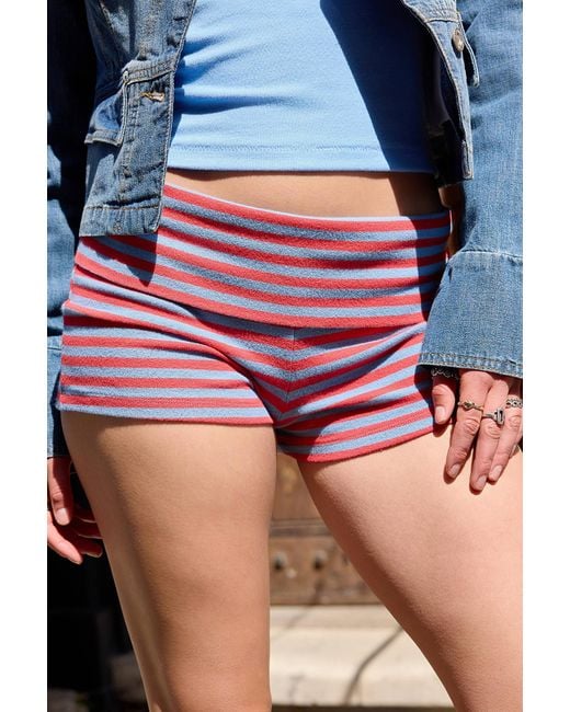 Urban Outfitters Red Uo Faye Foldover Mini Shorts