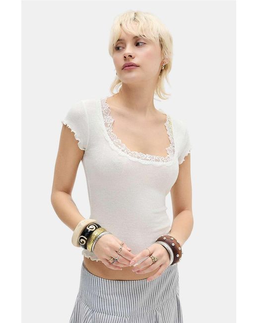 Out From Under White Frieda Square Neck T-shirt