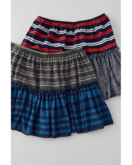 Urban Renewal Blue Remade Striped Ruffle Mini Skirt