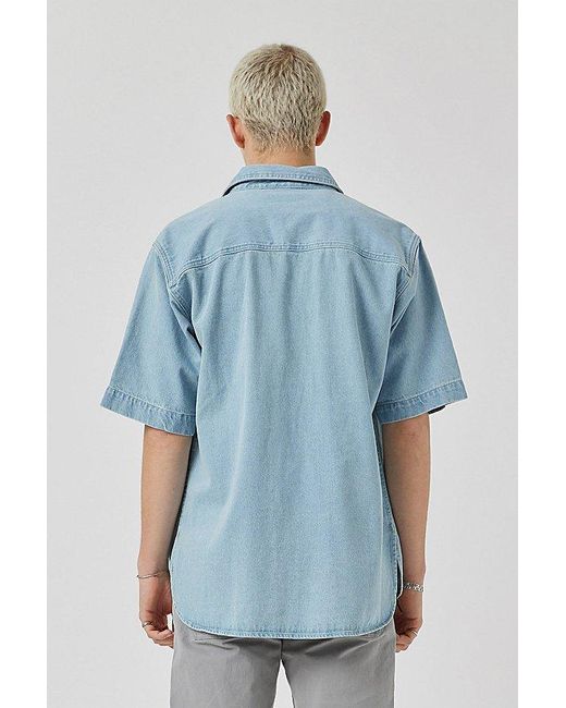 Barney Cools Blue Denim Short Sleeve Shirt Top for men