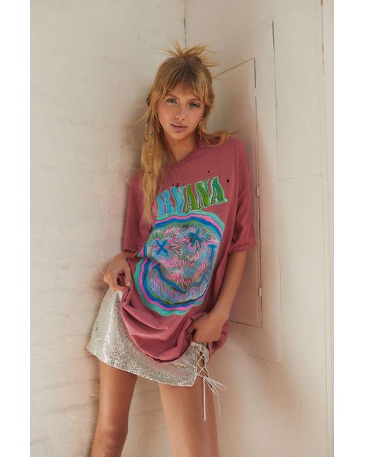 Urban Outfitters Pink Nirvana T-shirt Dress