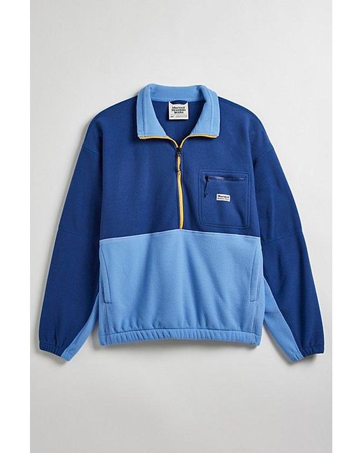 Marmot Blue Retro Rocklin Half-Zip Fleece Jacket for men