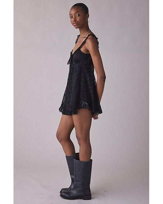 Urban Outfitters Uo Primrose Lace Babydoll Romper in Black | Lyst Urban Outfitters Uo Primrose Lace Babydoll Romper in Black | Lyst