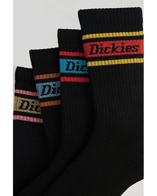 Dickies Black Rugby Stripe Crew Sock 4-Pack for men