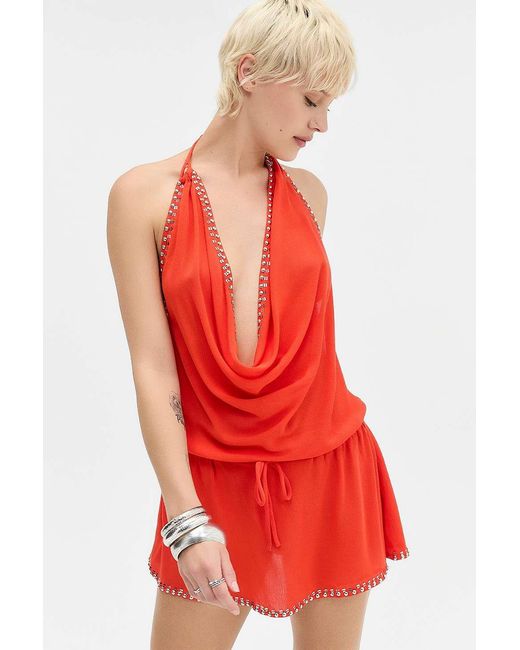 Jaded London Red Tatiana Backless Mini Dress