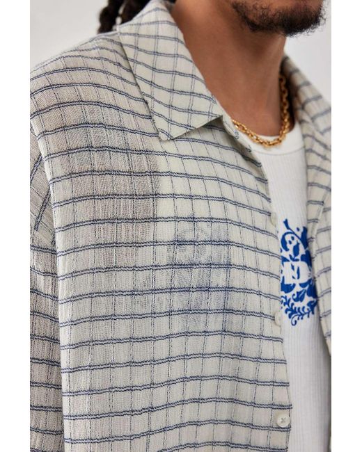 Urban Outfitters Gray Uo Ecru & Blue Window Check Shirt for men