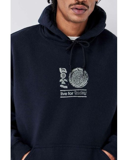 Urban Outfitters Blue Uo Black Live For Today Hoodie for men