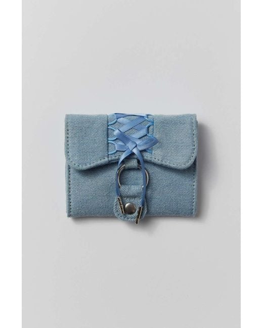 Kimchi Blue Blue Kez Laced Cardholder Wallet In Denim,at Urban Outfitters