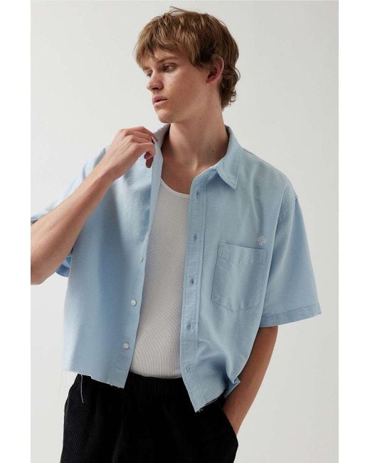 Urban Outfitters Uo Cropped Oxford Shirt in Grey for Men | Lyst UK