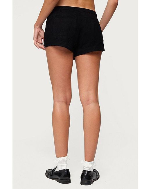 Edikted Black Hollis Linen Look Shorts