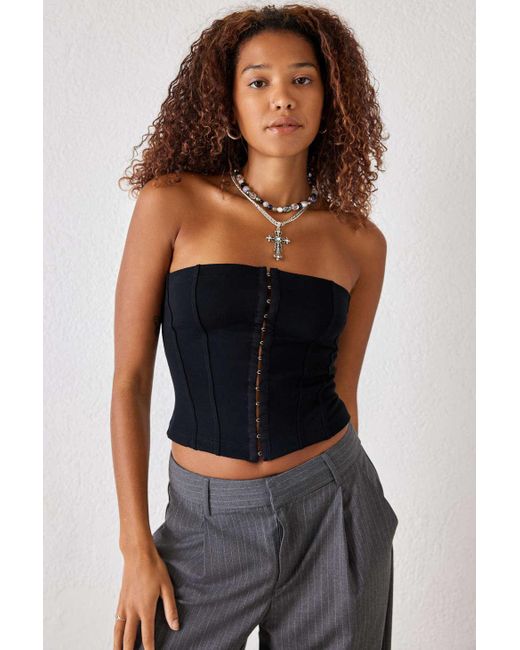 Urban Outfitters Black Uo Haley Ponte Bandeau Corset Top