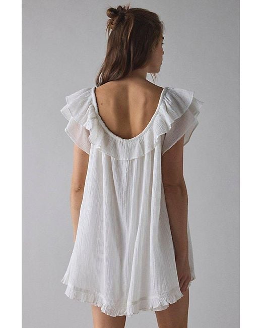 Kimchi Blue Gray Annabelle Ruffle Tie-Front Babydoll Romper