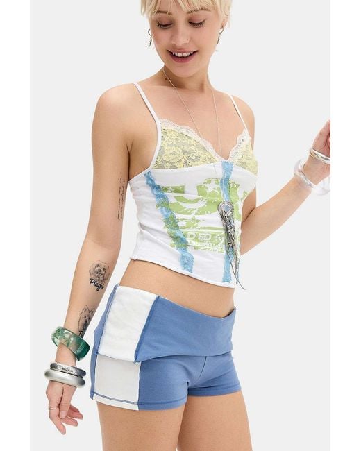 Jaded London Blue Sever Foldover Mini Shorts Uk 6 At Urban Outfitters