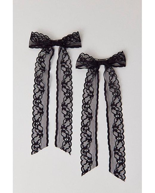 Urban Outfitters Black Lace Bow Barrette Set