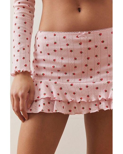 Out From Under Pink Sleepless Nights Pointelle Mini Skort