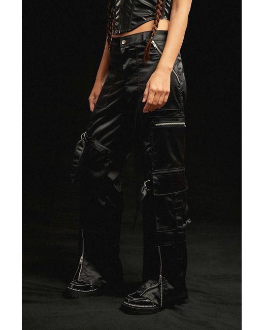Urban Outfitters Uo Josephine Satin Cargo Pant in Black Lyst Canada