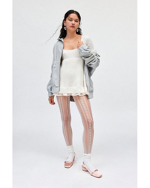 Kimchi Blue White Hannah Ruffle Trim Babydoll Sweater