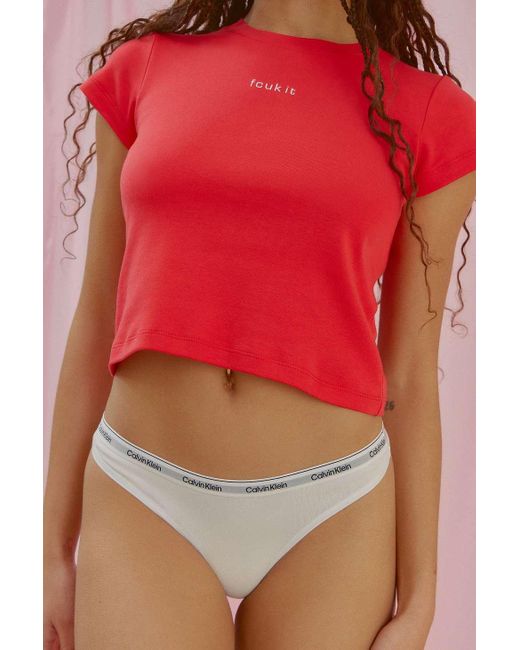 Calvin Klein Red Modern Logo Thongs 3-pack M At Urban Outfitters