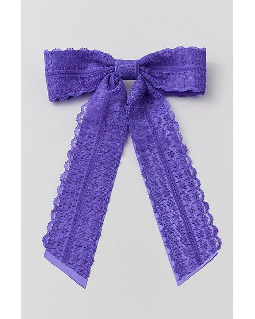 Urban Outfitters Purple Dolly Satin Lace Hair Bow Barrette