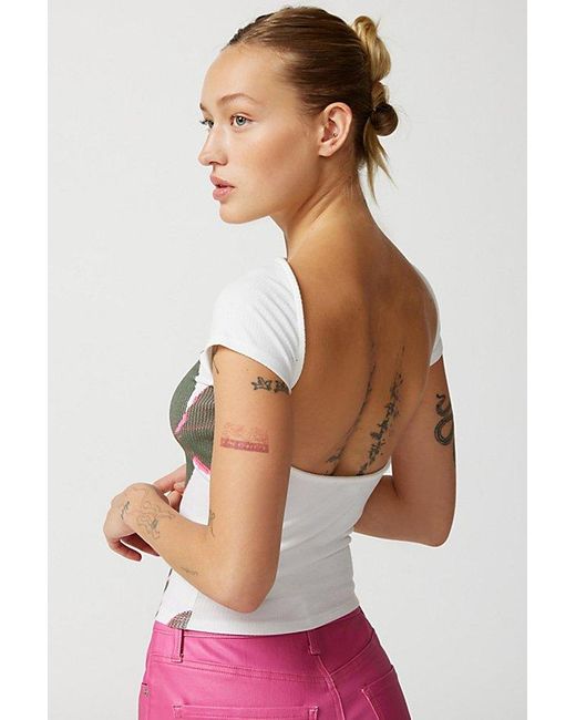 Urban Outfitters White Uo Rose Nadia Rose Low-Back Top