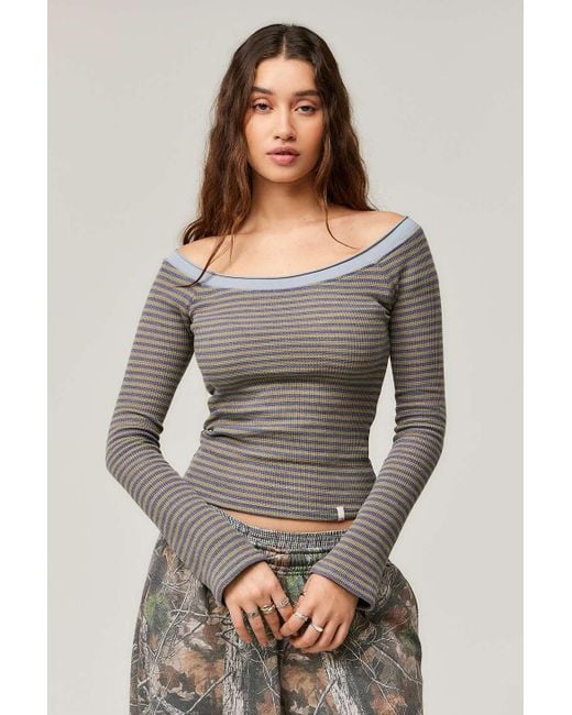 BDG Gray Stella Boat Neck Top