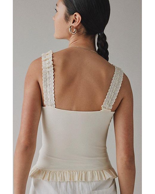 Kimchi Blue White Aimee Ruffle Button-Front Corset Tank Top