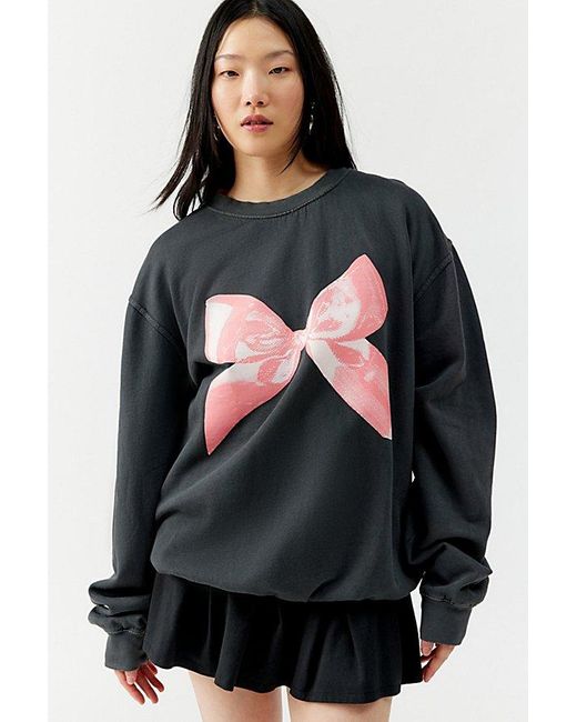 Urban Outfitters Black Overdyed Bow Pullover Sweatshirt