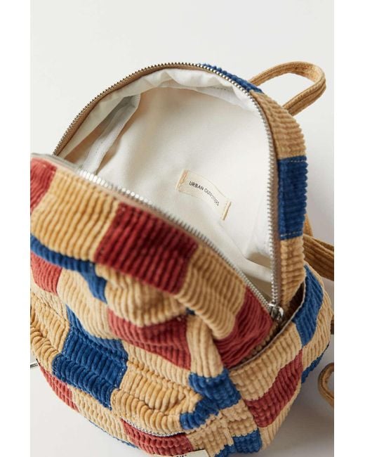 bdg mini corduroy backpack BDG Patchwork Mini Corduroy Backpack in Brown