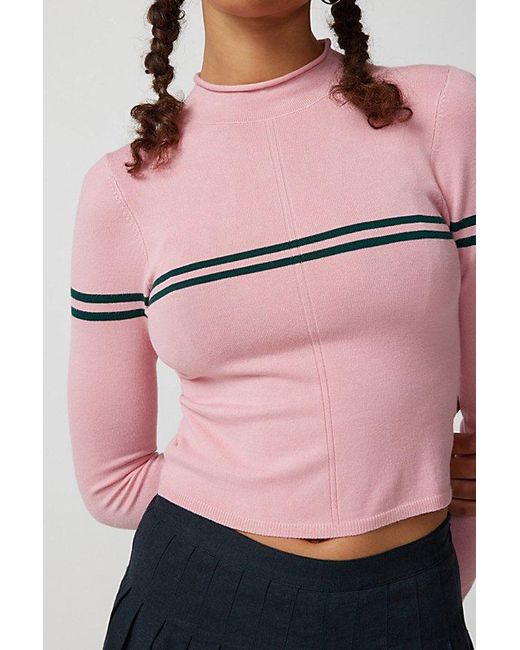Urban Outfitters Pink Uo Angelo Mock Neck Sweater